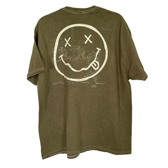 NWOT Nirvana Band Tee Green 100% Cotton Licensed Merch Grunge Rock Smiley Sz XL - Picture 2 of 10